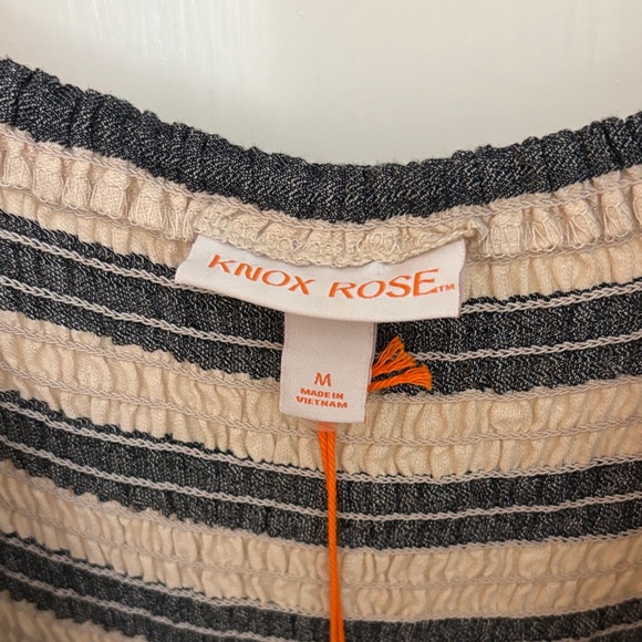 Knox Rose Black and Cream Striped Midi Dress - Picture 2 of 6